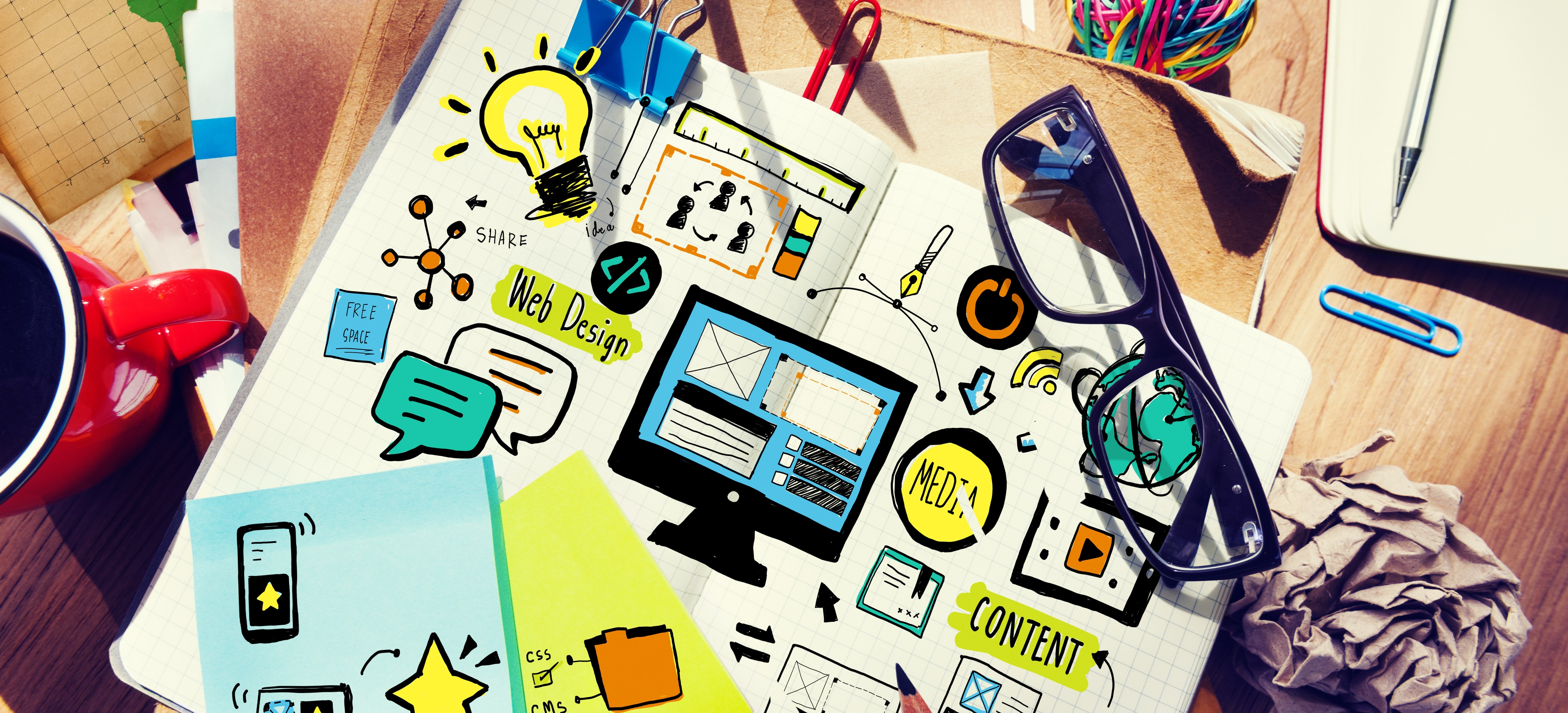 Aerial View Website Content Layout Design Illustraion Notebook