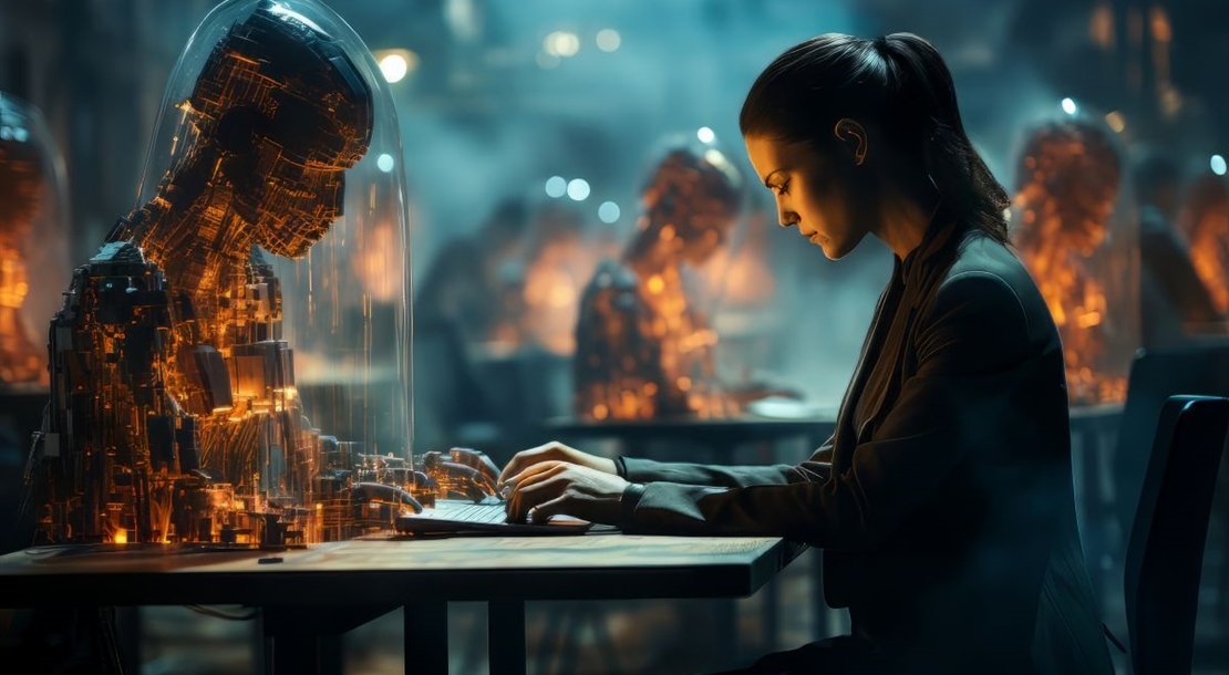 Scena D Affari Futuristica Con Un Atmosfera Ultra Moderna
